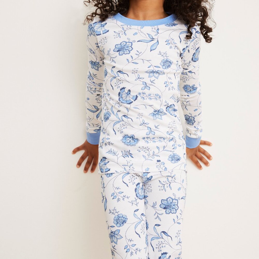 COPY - LAKE Kids Long-Long Set in Bellflower Vines Blue & White 4T